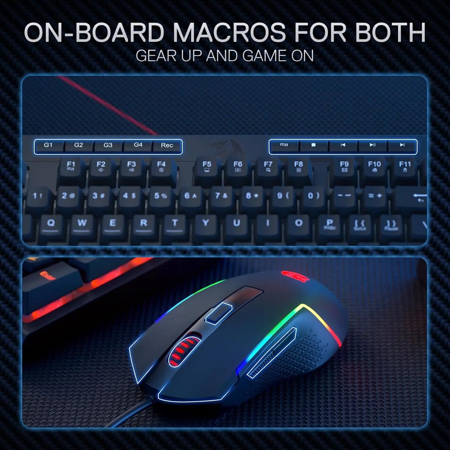 Redragon S141 Gaming Keyboard & Mouse Combo – K515 Wired RGB Membrane Keyboard & 10,000 DPI M616 Gaming Mouse Bundle