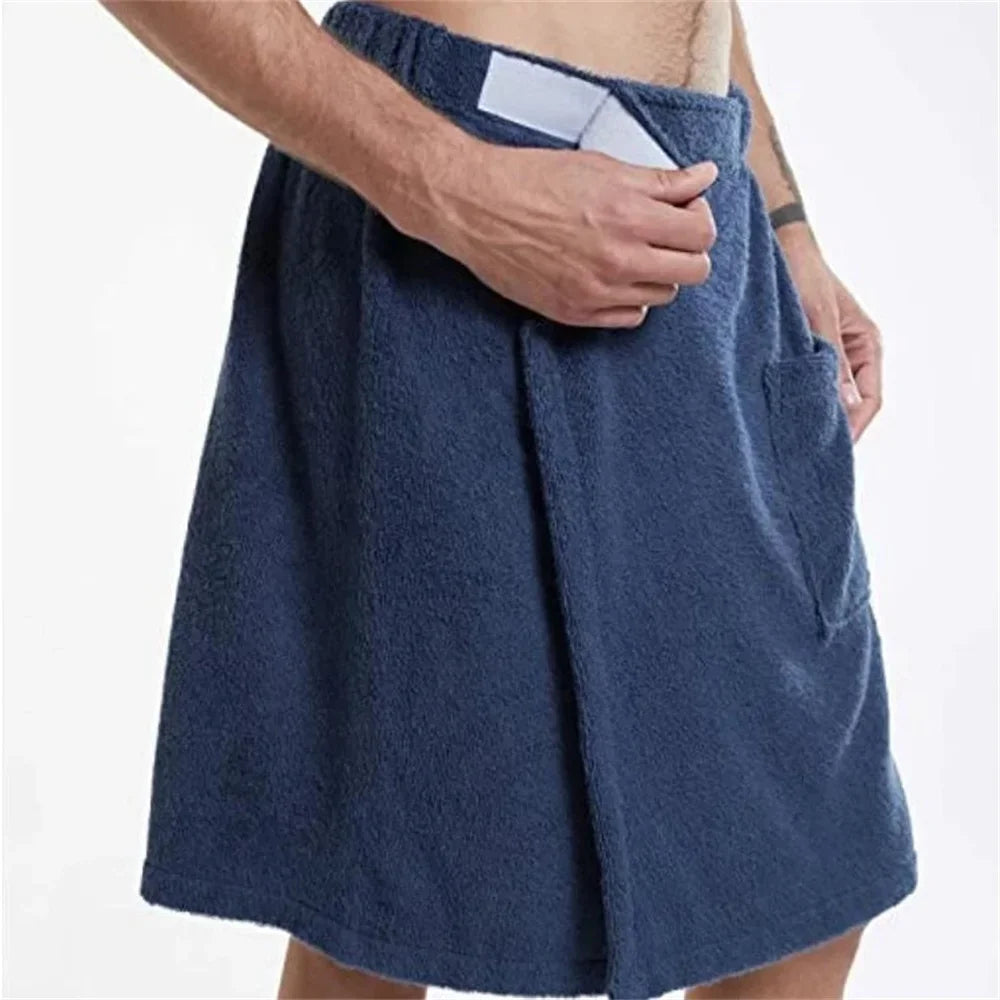 Men’s Wearable Bath Towel with Pocket – Soft Quick-Drying Spa Wrap for Gym, Sauna, Beach & Home