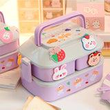 Kawaii Portable Lunch Box for Girls – Microwave-Safe Bento Box with Compartments for School & Picnic