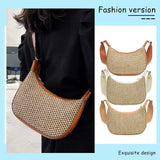 Breathable Summer Straw Crossbody Bag for Women – Fashion Woven Satchel with Zipper Closure