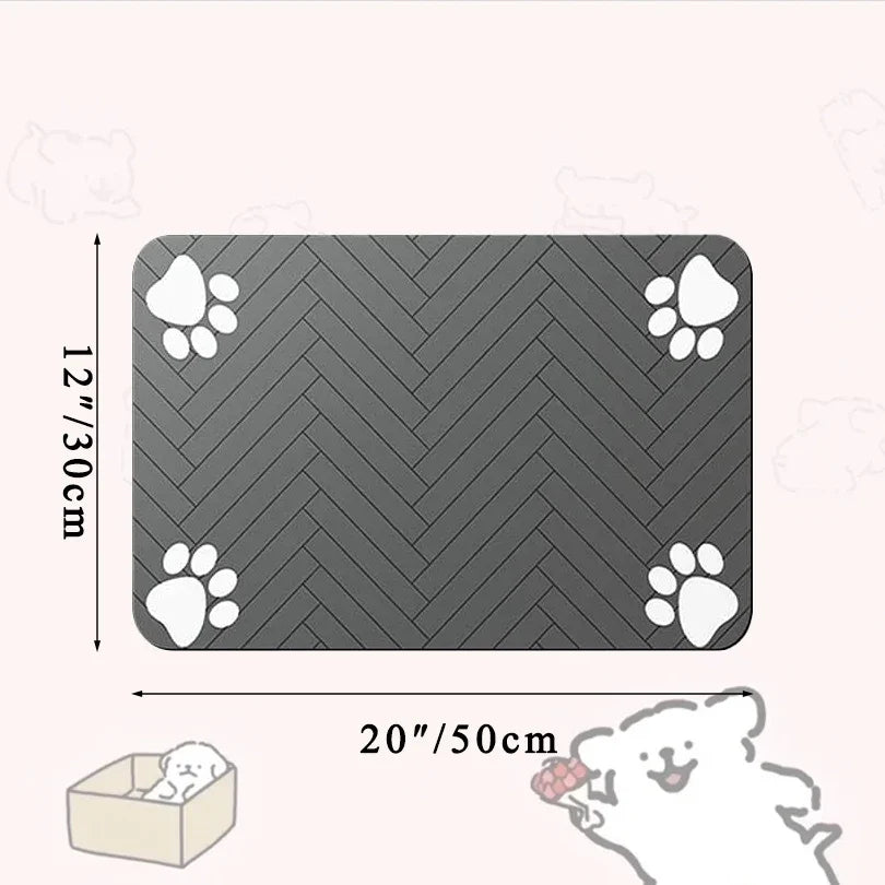 Pet Feeding Placemat – Waterproof Quick-Dry Mat with Rubber Backing for Dog & Cat Food and Water Bowls