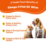 TenderTouch Omega-3 Fish Oil Supplement for Dogs & Cats – 240 Chews (2 × 180g Pack, 360g Total) for Skin, Coat, Joint & Heart Health