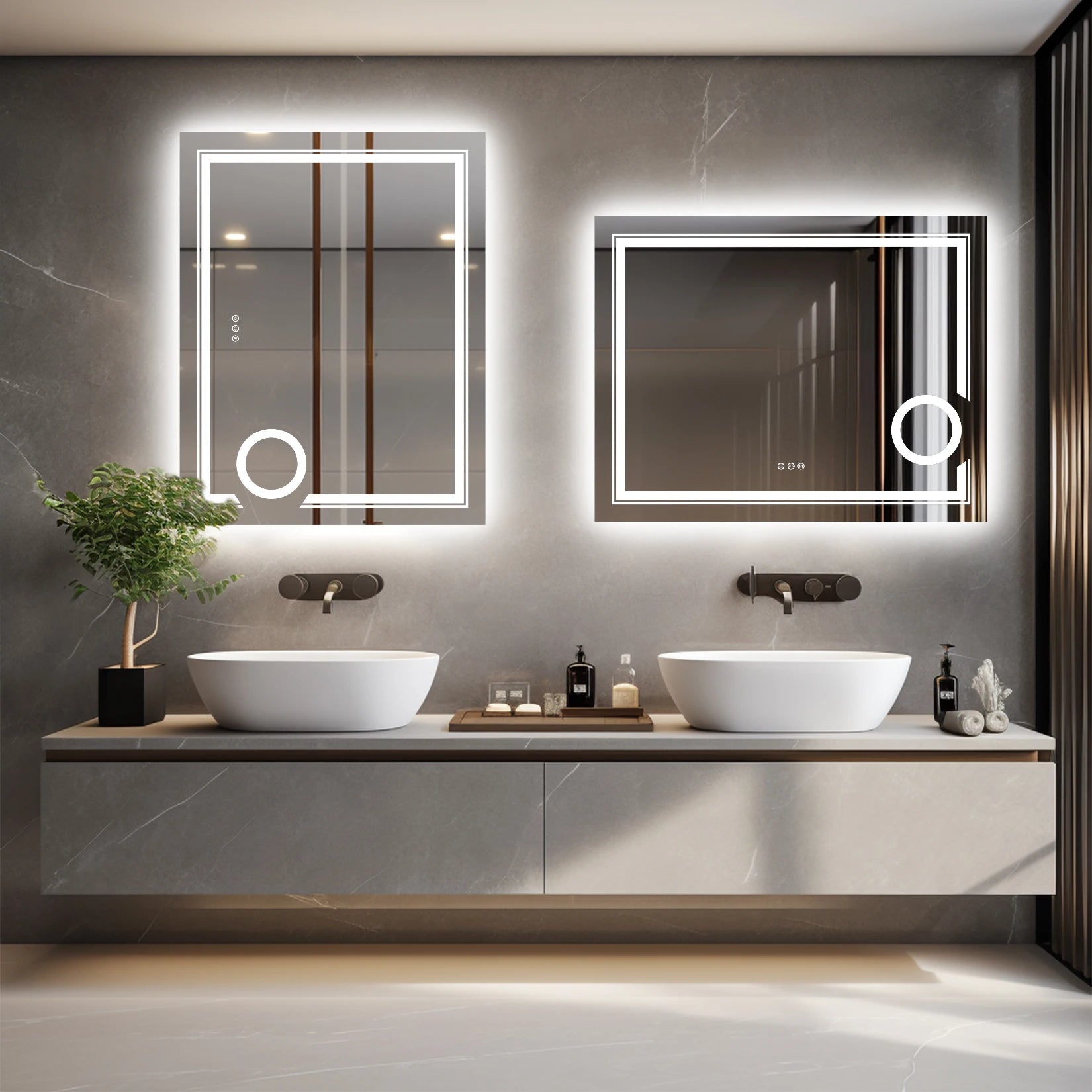 LUVODI Smart LED Wall-Mounted Bathroom Mirror with Magnifying & Anti-Fog Features
