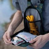 Compact fly fishing chest bag – lightweight soft-surface gear bag with multiple compartments for tackle & outdoor storage