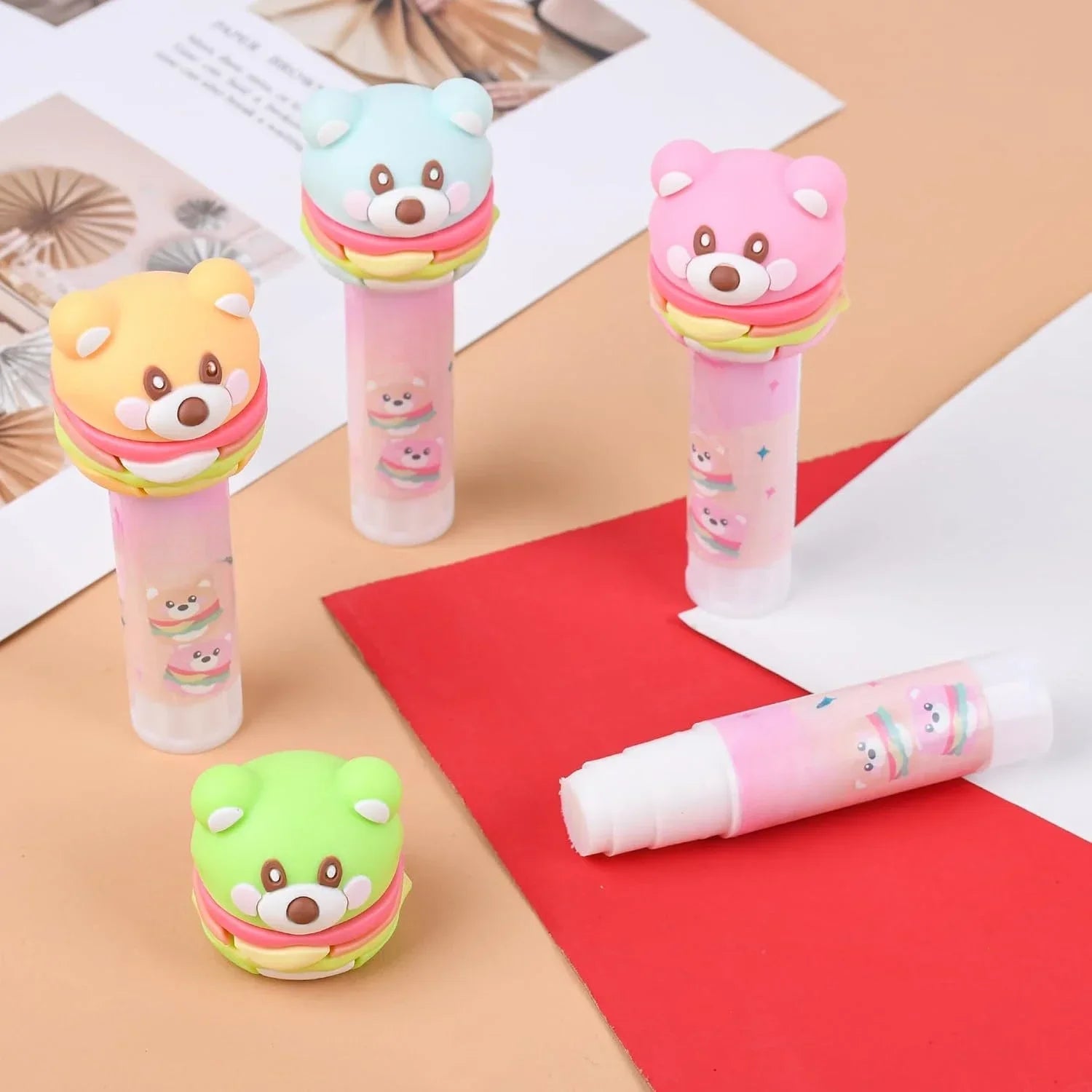 4-Pack Cute Solid Glue Sticks – Cartoon School & Office Craft Adhesive Supplies