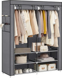 Portable Wardrobe Closet with Shoe Rack & Cover – Clothes Storage Organizer with Shelves & Side Pockets