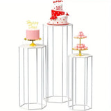 Large 6-Sided 3-Piece Hexagon Storage Rack Set – Display Shelves for Vases, Decorations & Party Tables