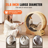 VEVOR Cat Exercise Wheel – Natural Wood Silent Running Treadmill with Detachable Carpet, Roller Wheel for Pet Fitness (