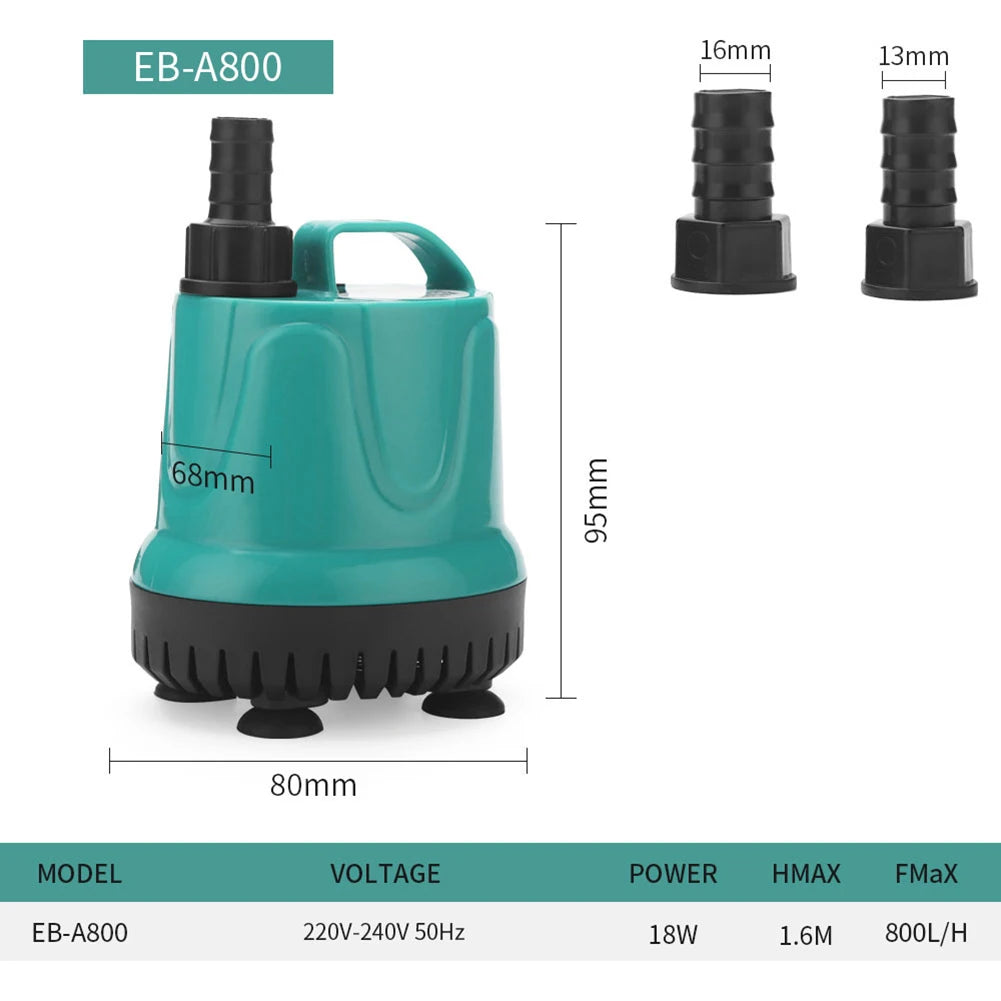 Ultra Quiet Submersible Water Fountain Pump – 40W/60W/90W Aquarium & Fish Pond Pump with Filter, 220V–240V