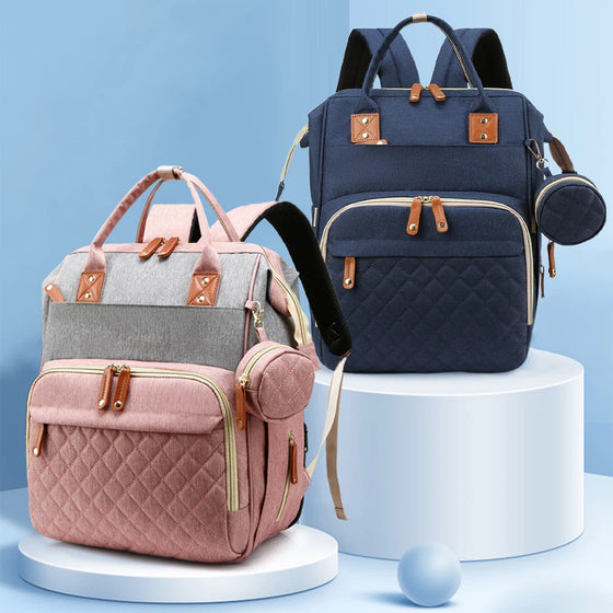**HbTec Foldable Mommy Bag & Travel Bed – Large-Capacity Foldable Infant Bed Backpack with Organizer & Travel Essential