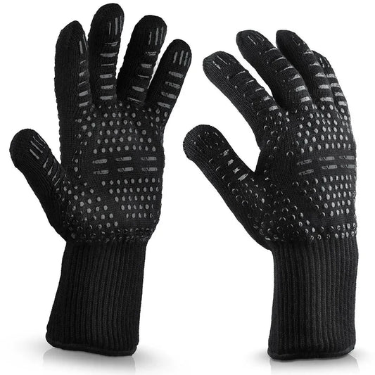 “1–2PCS BBQ Heat-Resistant Gloves – 300–500°C Aramid Safety Gloves with Cotton Lining for Grilling, Baking & Kitchen Use”