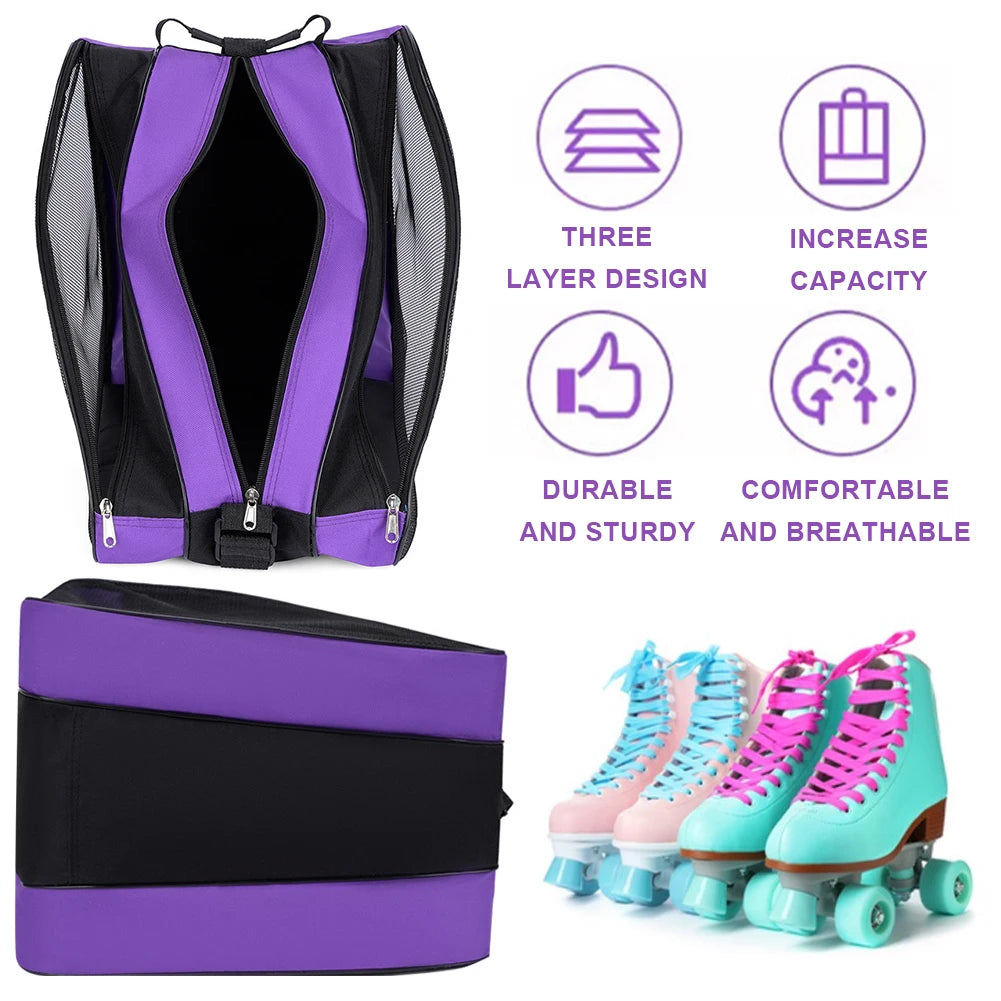 Multi-compartment roller skate & ski boots bag – waterproof storage shoulder bag for ice skating, skiing & travel gea