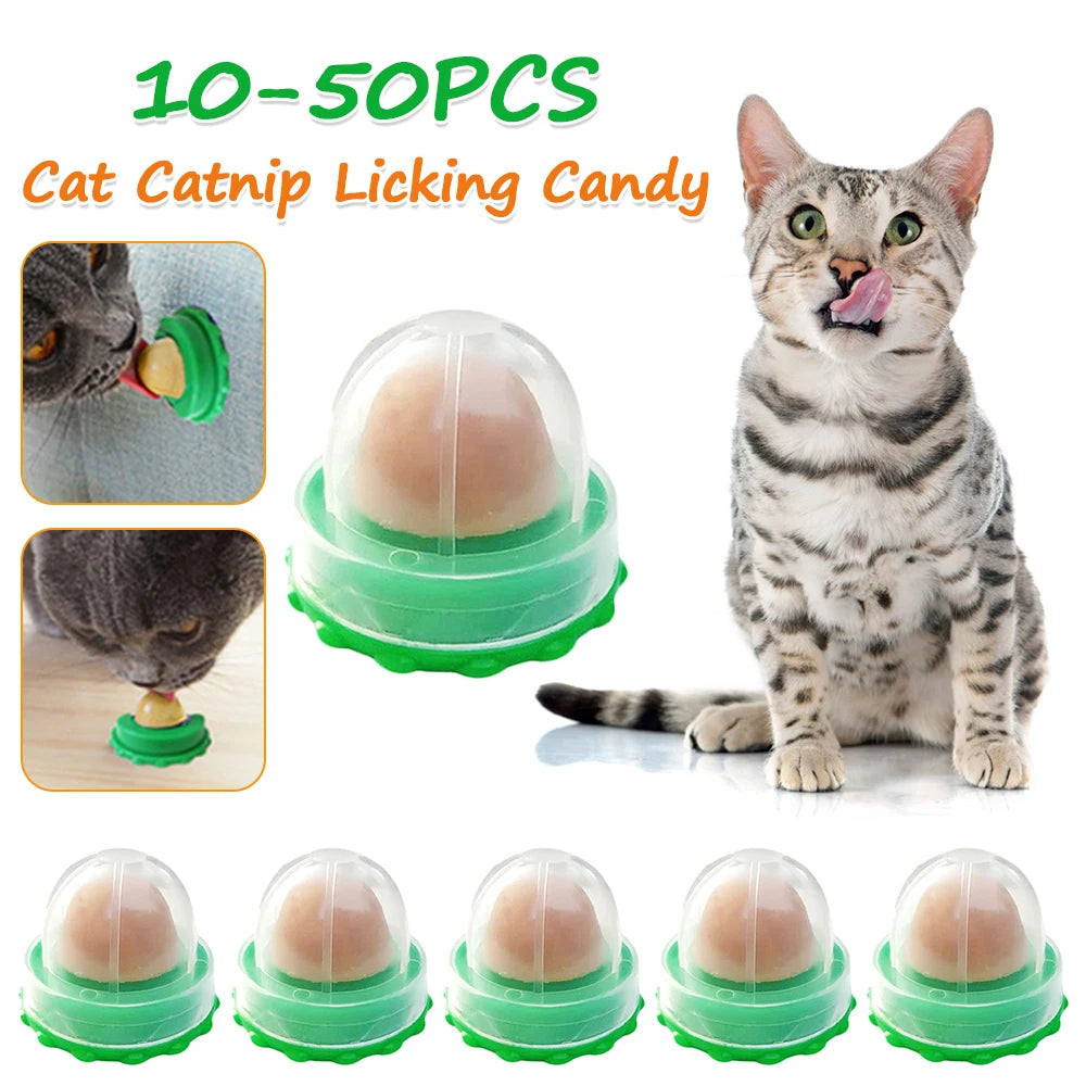 Catnip Ball Snacks – 10–50 pcs Healthy Cat Treats, Lick Candy Vitamin Pudding Lollipops for Cats