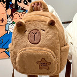 Cute Capybara Plush Backpack — Large-Capacity Cartoon Travel & Casual Backpack for Women & Girls