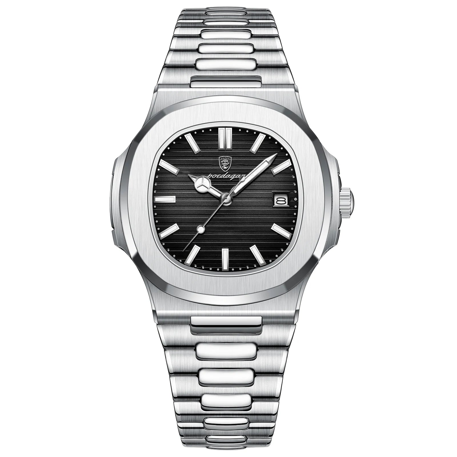 Poedagar Luxury Casual Men’s Watch – Square Dial, Stainless Steel, Luminous, Waterproof with Calendar & Gift Box
