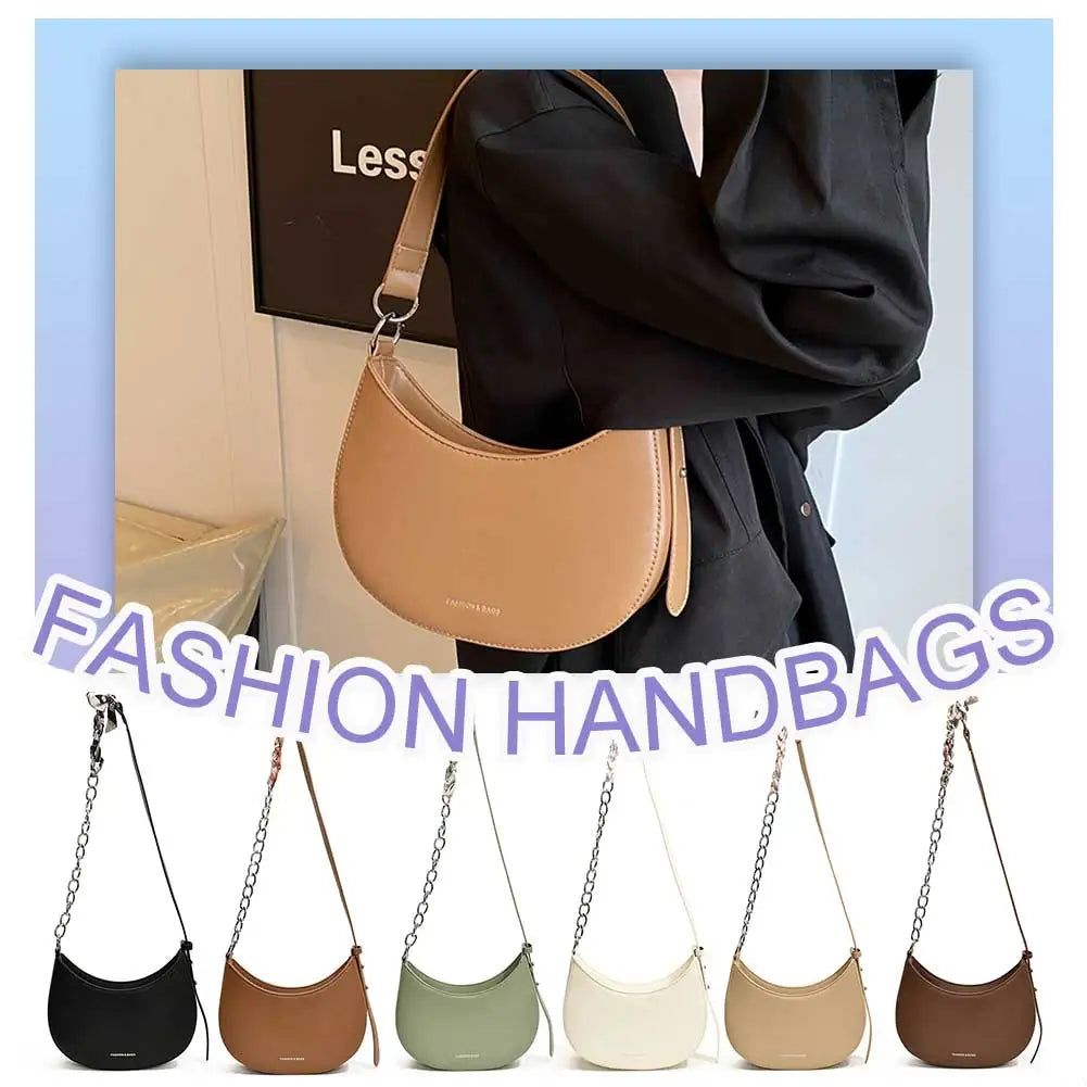 Women’s Crescent Hobo & Crossbody Bag – PU Leather Solid Colour Adjustable Strap for Work & Travel