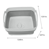 “Self-Draining Collapsible Plastic Wash Basin with Strainer – Foldable Gray Laundry & Camping Basin”