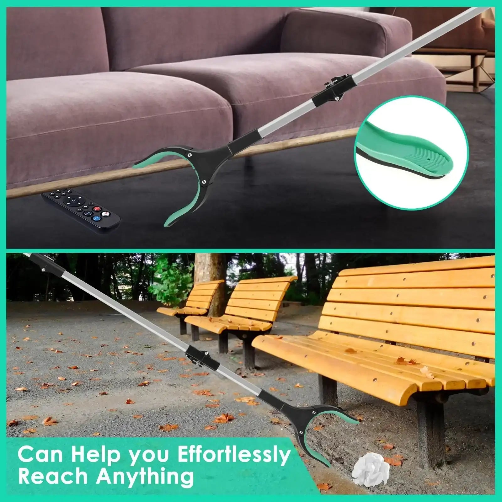 “Foldable Litter Picker Grabber Tool – 43" Telescopic Reach Reacher with Non-Slip Jaws”
