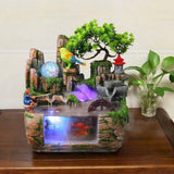 Mini Indoor Rockery Tabletop Waterfall Fountain with Mist & LED Lights – Cascading Water Feature for Home & Office