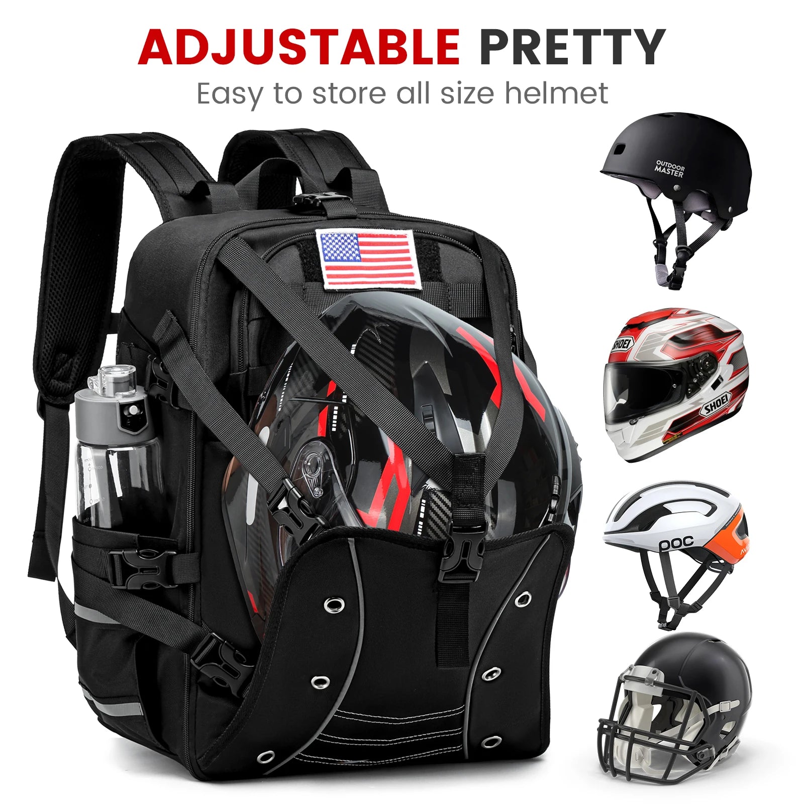 Motorcycle Helmet Backpack – Large-Capacity Waterproof Riding Bag with Helmet Holder for Cycling, Travel & Motorbike Gear