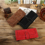 Women’s Faux Suede Long Wallet – Folding Buckle Purse with Phone Pocket, Card Holder & Elegant Clutch Gift Bag