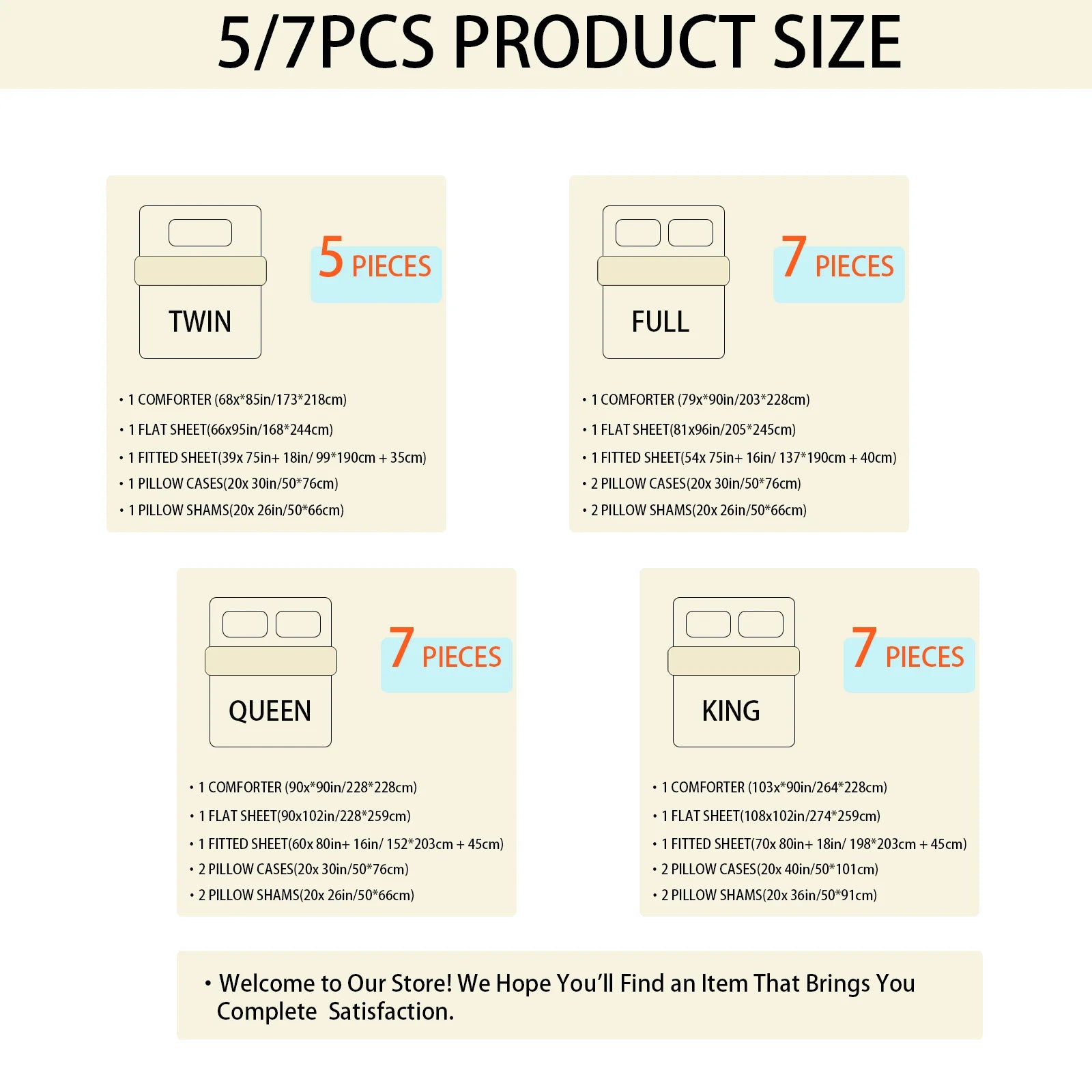 7-Piece Queen/King Medium-Firm Down Alternative Comforter Set – All-Season Cozy Bedding Ensemble