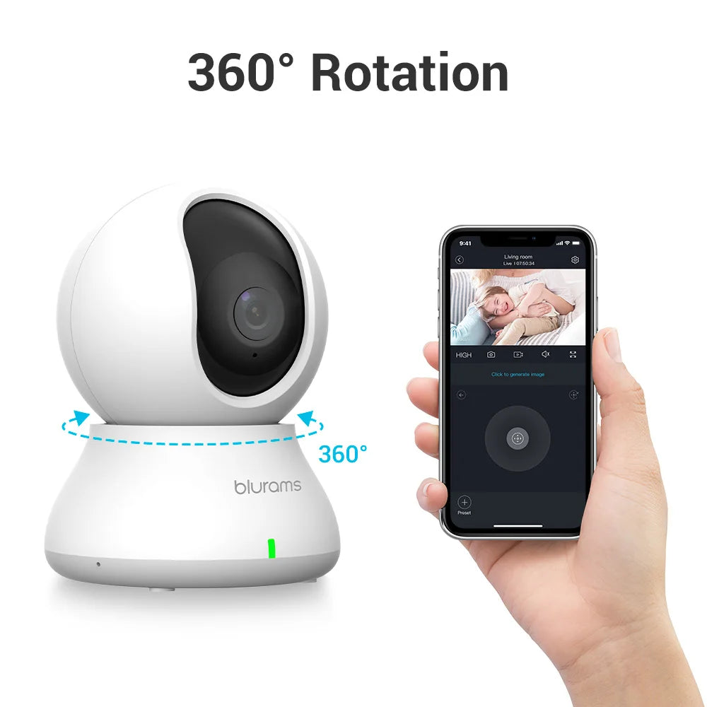 Blurams Baby Monitor Camera – 2K HD Smart Home Security Camera with Motion Detection, Two-Way Audio & Night Vision, Easy Setup
