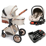 3-in-1 Luxury Baby Travel Stroller with ISOFIX Base – Sit or Lie Down for Newborns