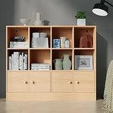 🪵 Black Wood 12-Cube Bookshelf with 4 Doors – 3-Tier Storage Cabinet with Adjustable Shelves for Bedroom & Living Room