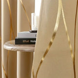 “2-Piece Golden Wave Blackout Curtains – Thermal Insulated Light-Filtering Drapes with Grommet Top for Living Room & Bedroom”
