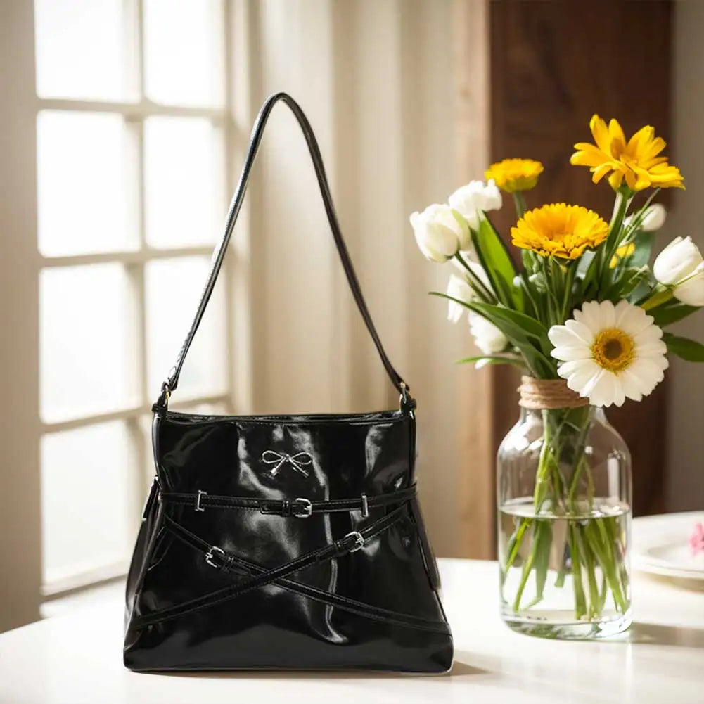 Women’s Luxury Shoulder Bag with Bow 🎀 – Elegant Solid Color Handbag & Crossbody Bag with Adjustable Strap 💼✨