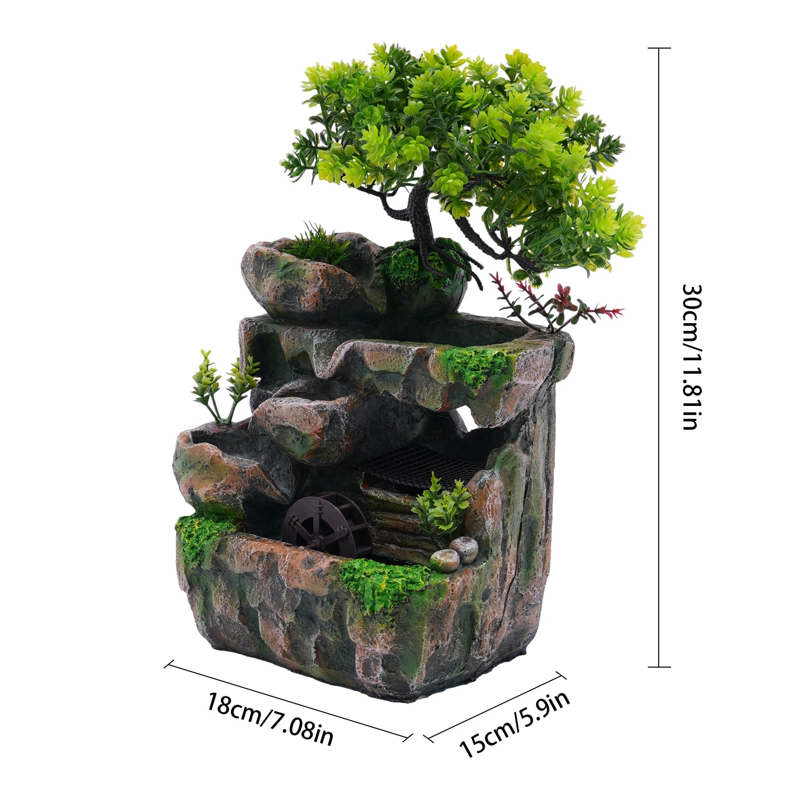 LED Tabletop Resin Fountain – Rockery Water Ornament with LED Light for Relaxing Home & Office Décor