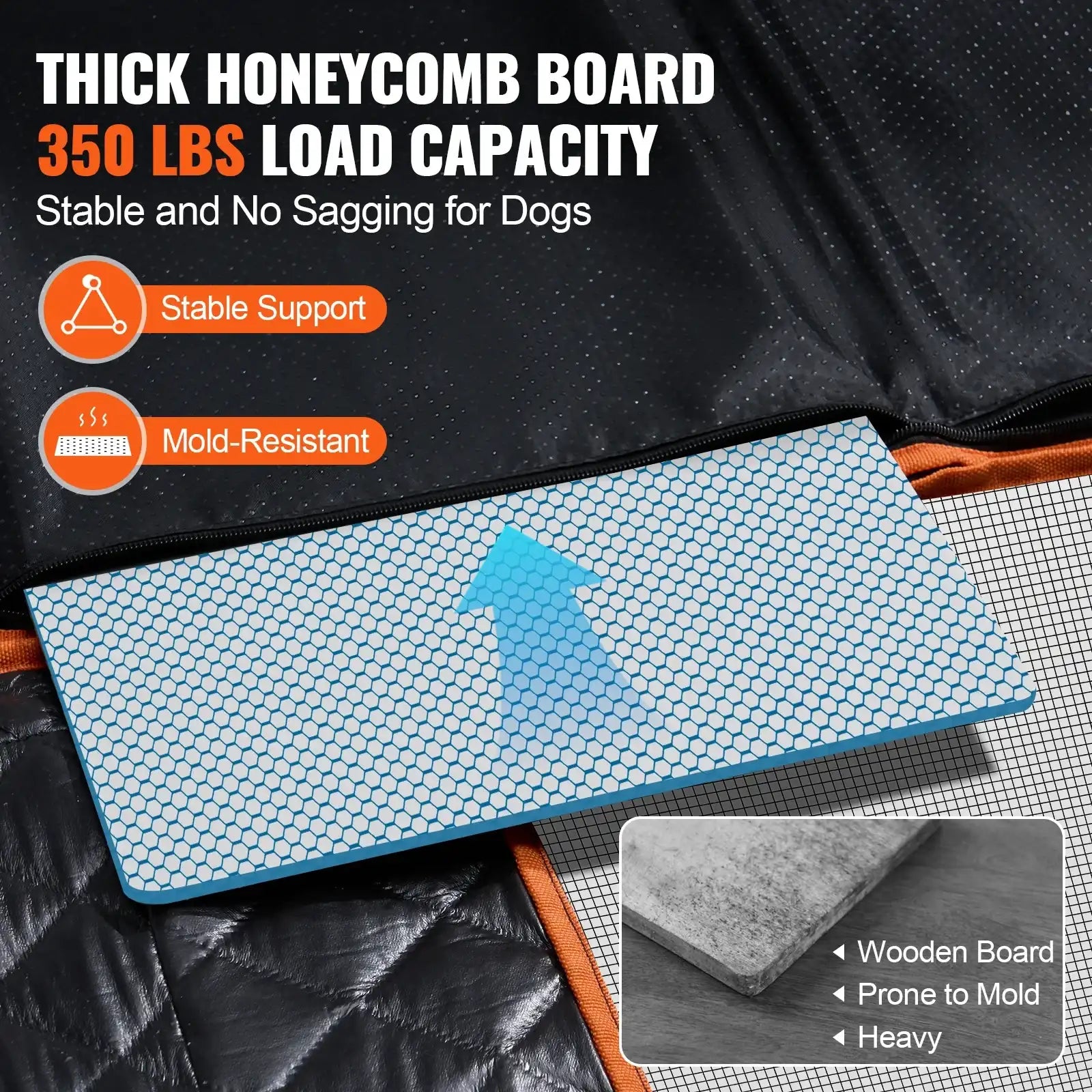 “Vevor Back Seat Extender Dog Car Seat Cover – Hammock Bed with Mesh Window & Storage Pocket, Supports up to 350 lbs”