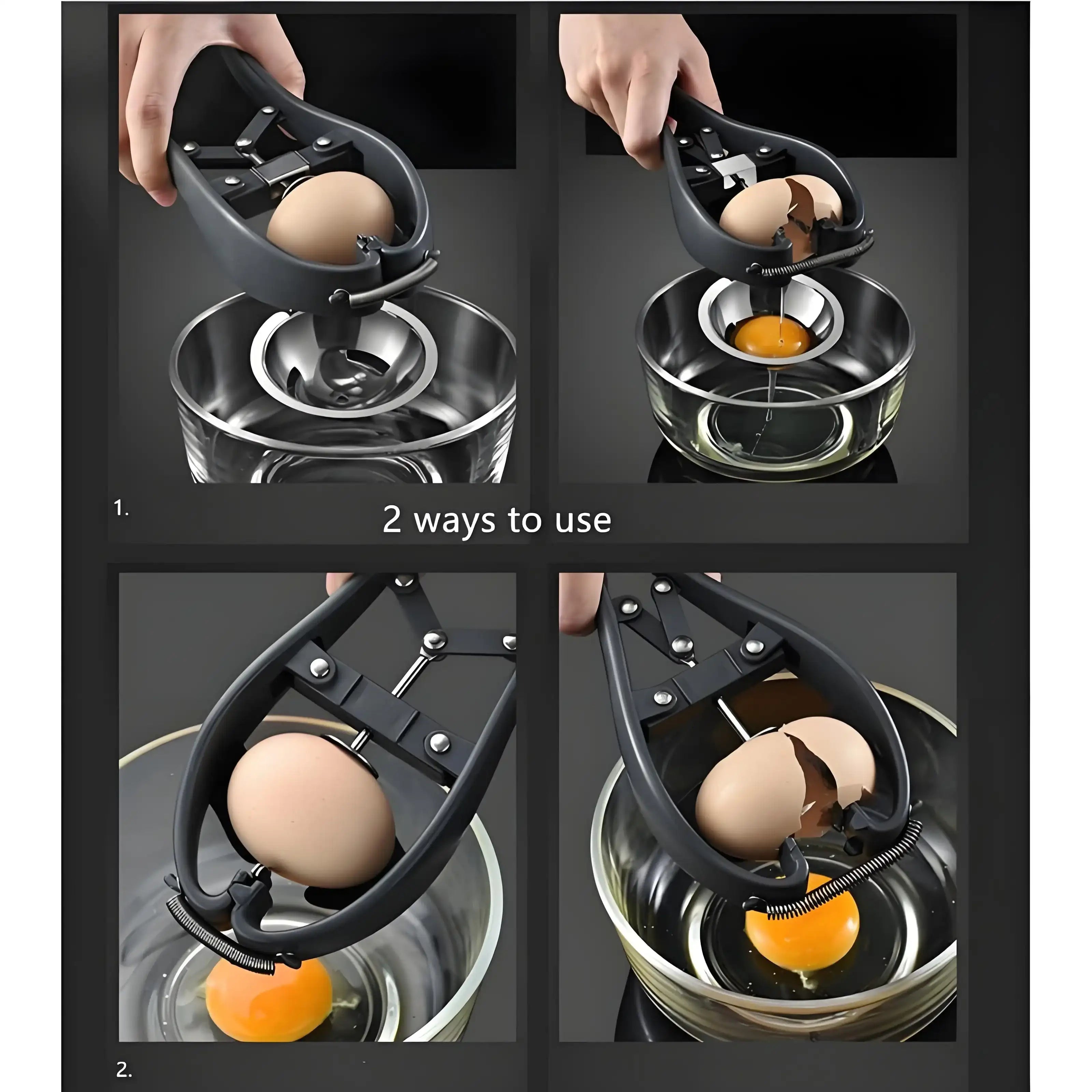 3-in-1 Stainless Steel Egg Separator & Cracker – Professional Yolk/White Splitter with Quick-Release Baking Tool 🥚✨