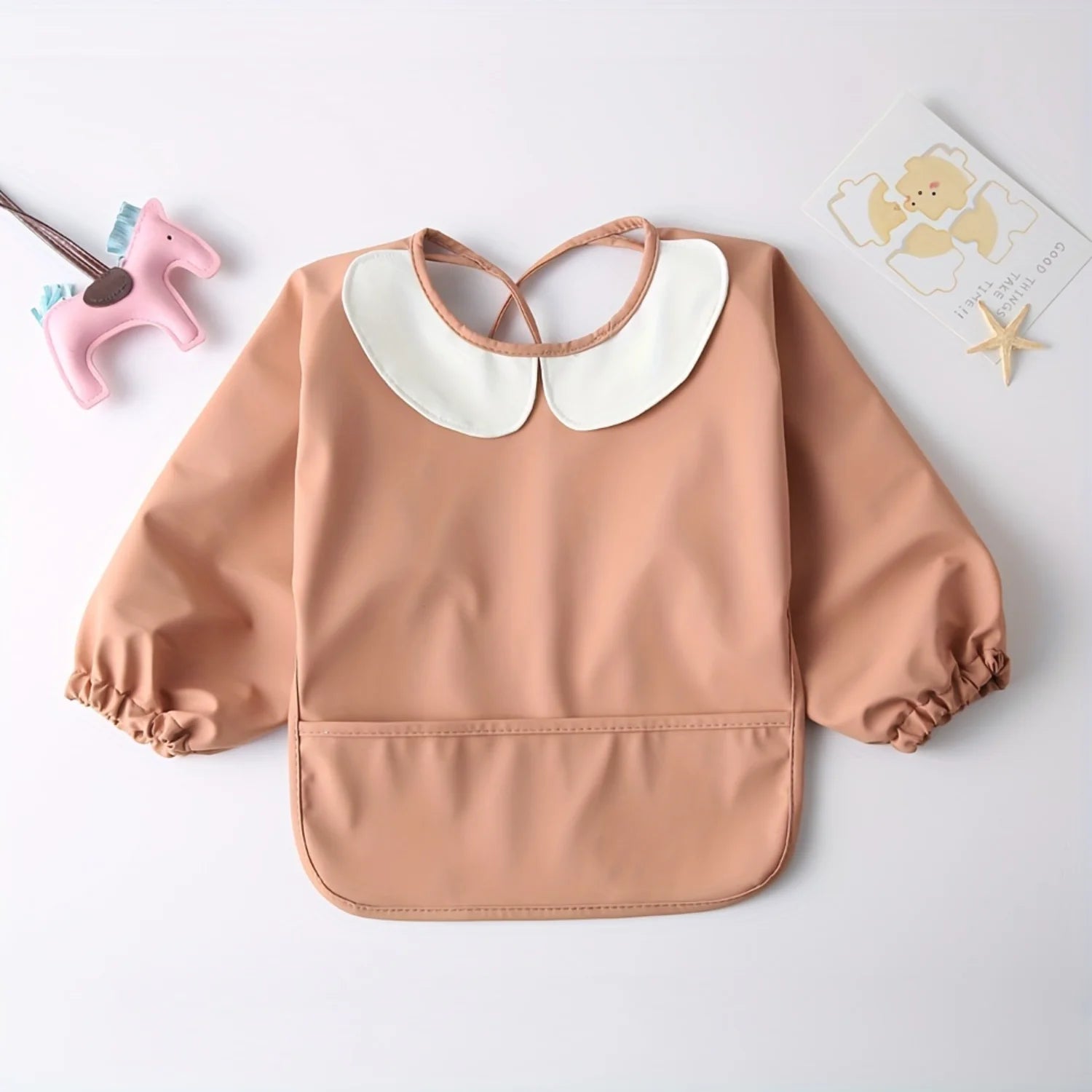 Cute Long-Sleeved Waterproof Feeding Bib – Full Coverage Baby Bib for Mealtime, Art & Holiday Gift