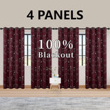 Blackout Thermal Insulated Room-Darkening Curtains – 4-Piece Grommet Circles & Dots Foil Print (Bedroom Set)
