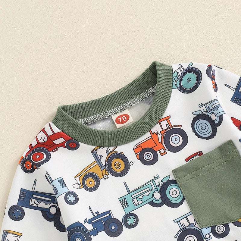 Lioraitiin Baby Boys Set – Long Sleeve Crew Neck Sweatshirt & Elastic Waist Sweatpants Infant Clothes