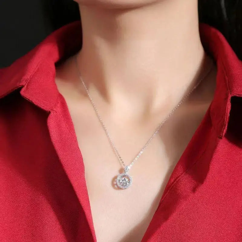 1ct Moissanite Necklace – 925 Sterling Silver Women’s Pendant with Clavicle Chain, Elegant Jewelry Gift for Valentine’s & Mother’s Day