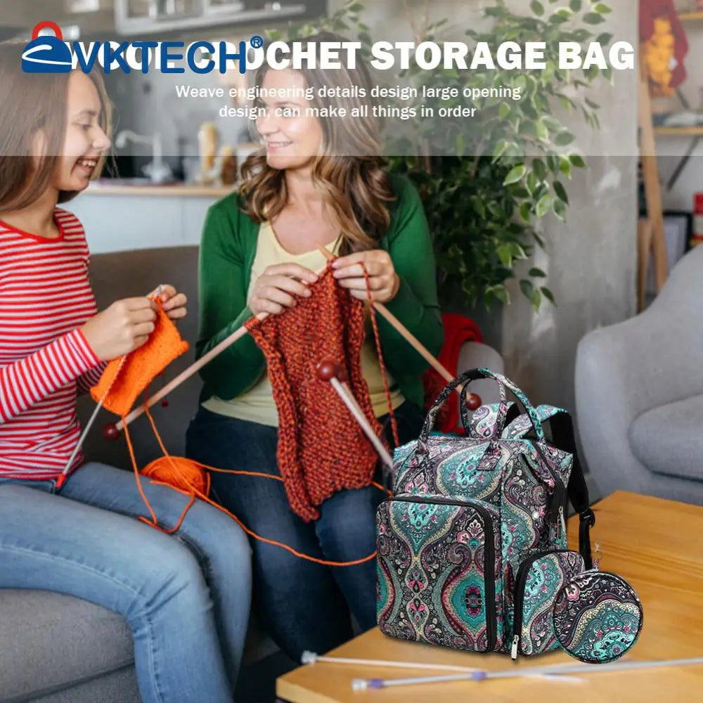 Large-Capacity Knitting & Yarn Storage Backpack — Portable Sewing Organizer Bag for Crochet Hooks & Supplies