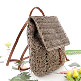 Handmade Woven Straw Shoulder Backpack for Women – Casual Beach Top Handle Bag