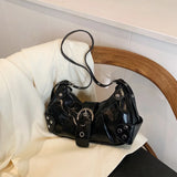 Women’s Y2K Punk Under-Arm Shoulder & Crossbody Bag – Solid PU Leather Handbag