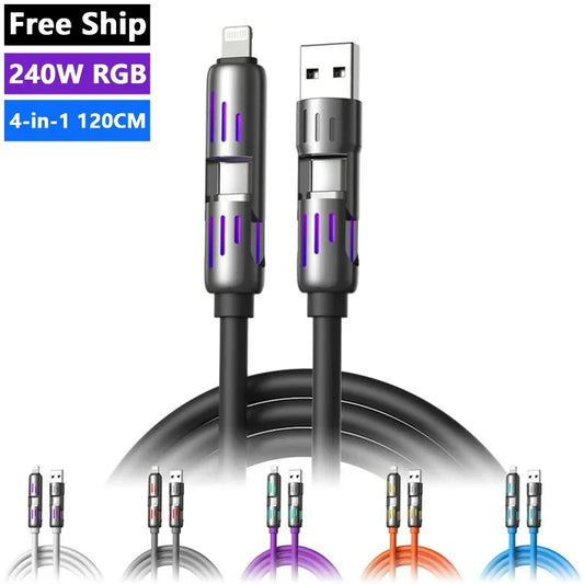 Product Title  6.6ft 4-in-1 Multi USB Charging Cable – Max 240W Fast Charger Cord with USB-A & Type-C for iPhone 16/15/14/13, iPad & Samsung