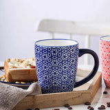 Selamica 16 oz Porcelain Coffee Mugs Set – Pack of 6 Vintage Blue, Dishwasher • Oven • Microwave Safe