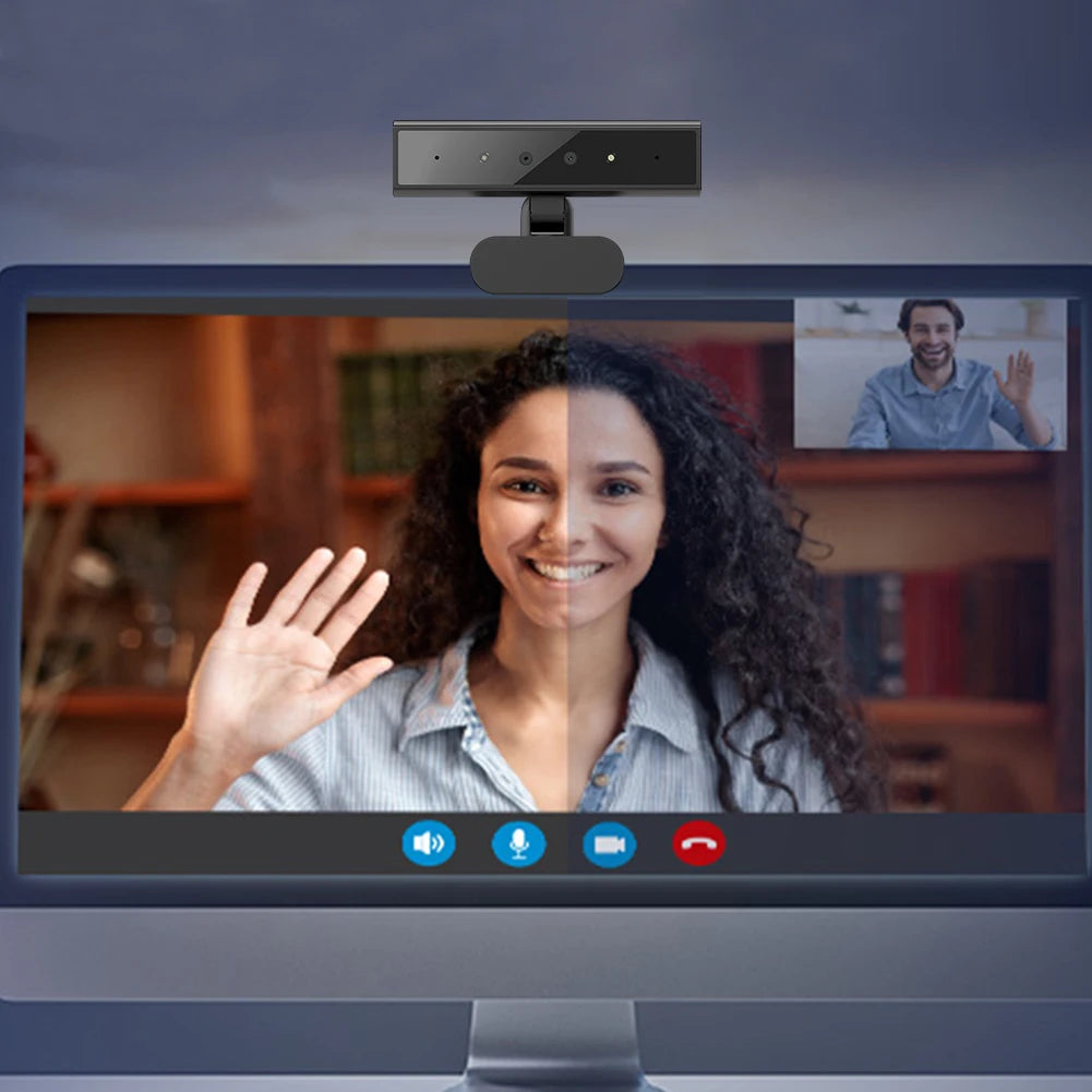 Facial Recognition Webcam – 5MP 2K Windows Hello Web Camera with Base Identification Login for Laptop & Desktop Computers