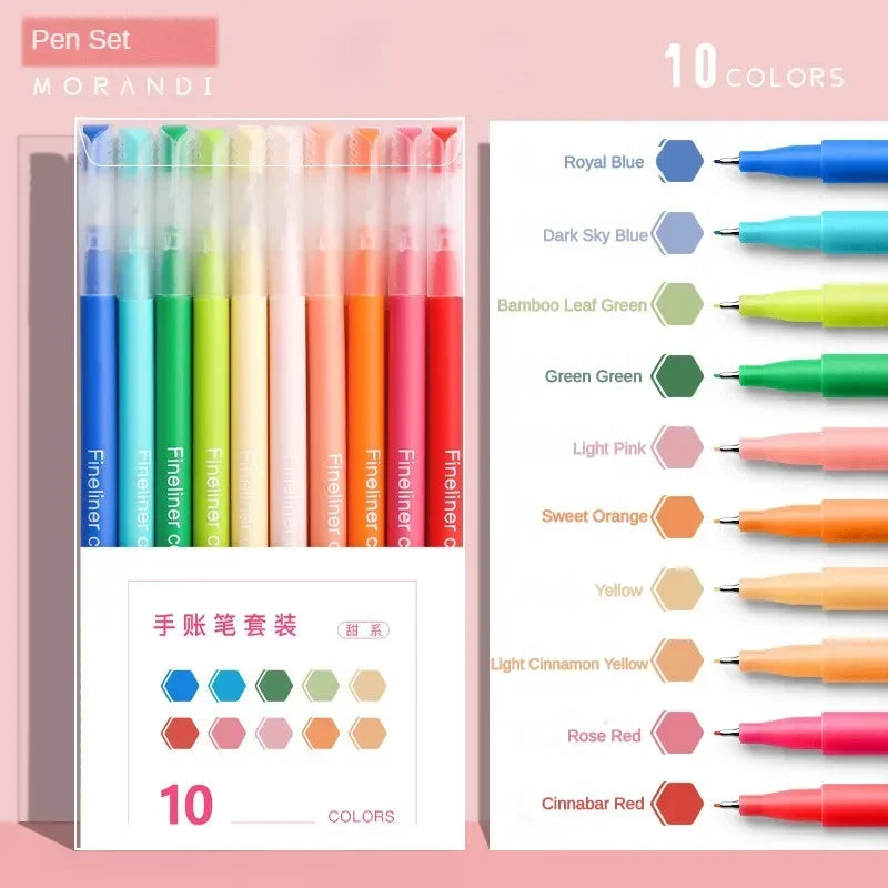 Morandi Gel Pen Set – 10-Color Smooth Ink Pens for Students, Journaling & Office Use 🖊️