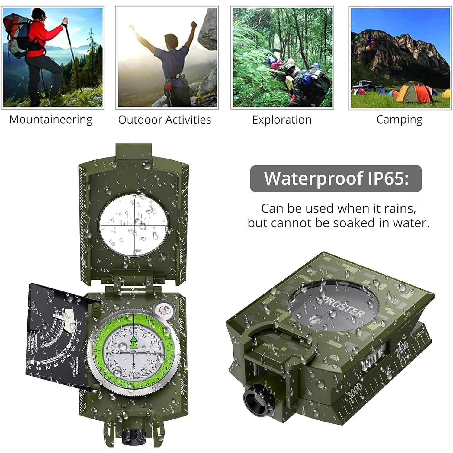 Professional Lensatic Metal Compass – Waterproof IP65 Outdoor Navigation & Clinometer for Camping & Hiking 🧭⛰️