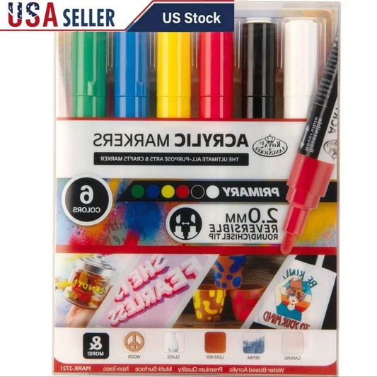 Acrylic Paint Markers – 6-Pack Reversible Tip Art Pens for Lettering, Illustration & Crafting 🎨
