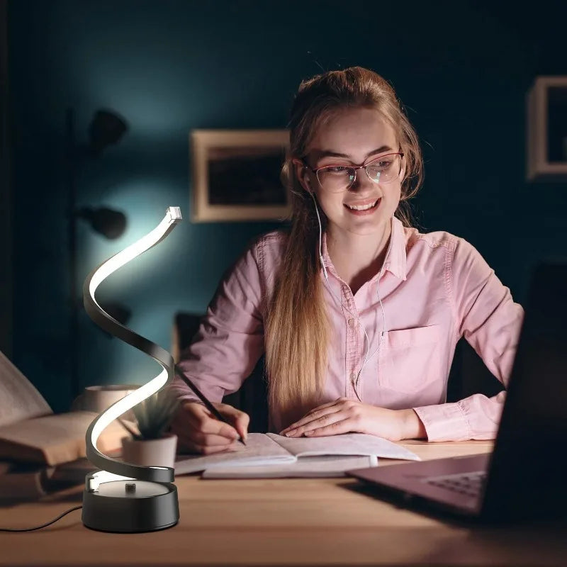 🌀 Classic Creative Spiral LED Table Lamp – Modern Minimalist Dimmable Lamp with Adjustable Arm & Soft Multifunctional Light