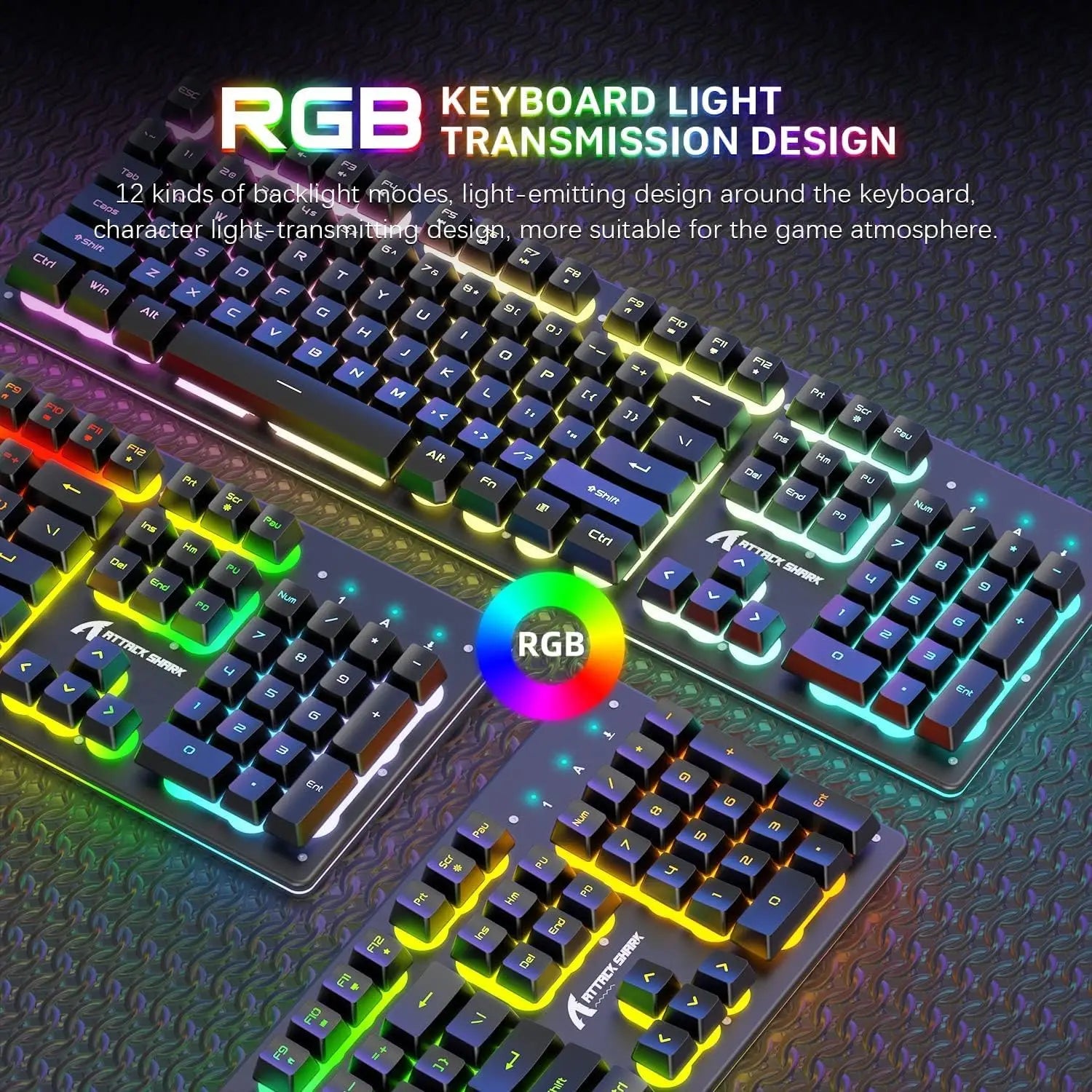 T3 Wireless Gaming Keyboard & Mouse Combo – Full-Size RGB Backlit, Rechargeable 4200mAh, USB-C Dual Receiver, Silent Mouse