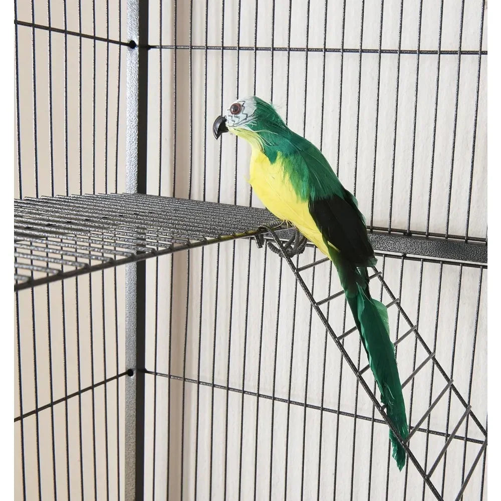 Large Bird Cage with Rolling Stand – Wide Flight Metal Parrot Cage for Budgies, Parakeets & Conures, Secure Animal Habitat
